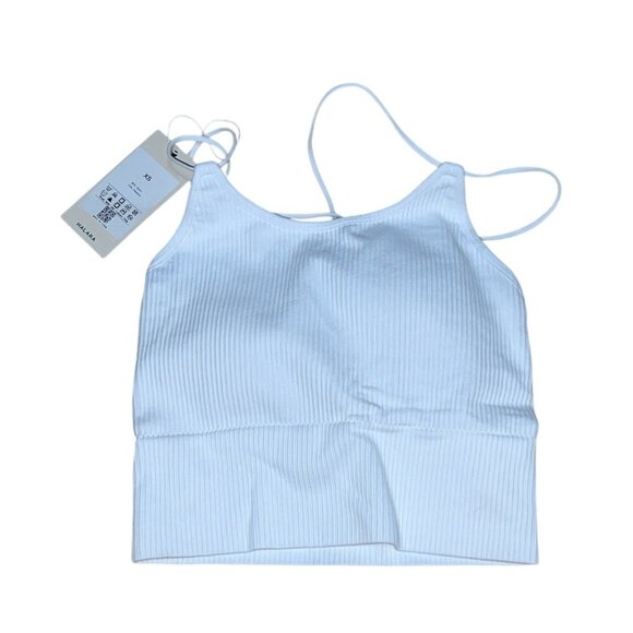 Halara Seamless Flow Ribbed Spaghetti Strap Cropped Sports Top Bra Sz XS Womens - Picture 4 of 9